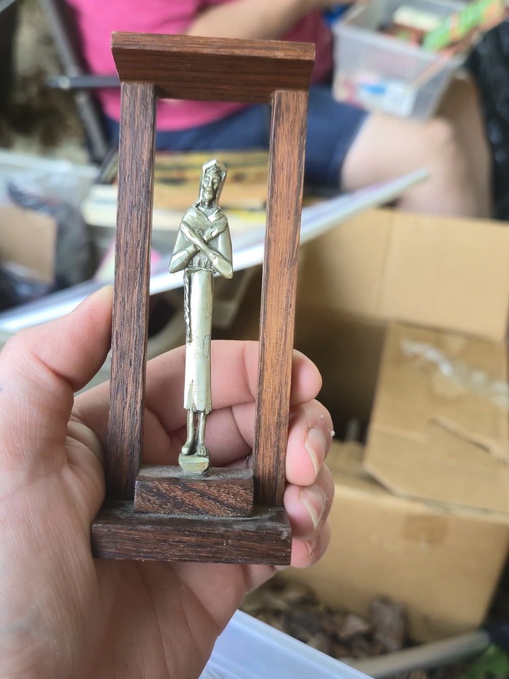 vintage brutalist-style sculpture of Saint Francis of Assisi